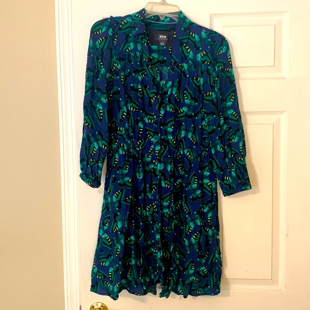 Mauve by Anthropologie size small navy blue butterflies with pockets dress